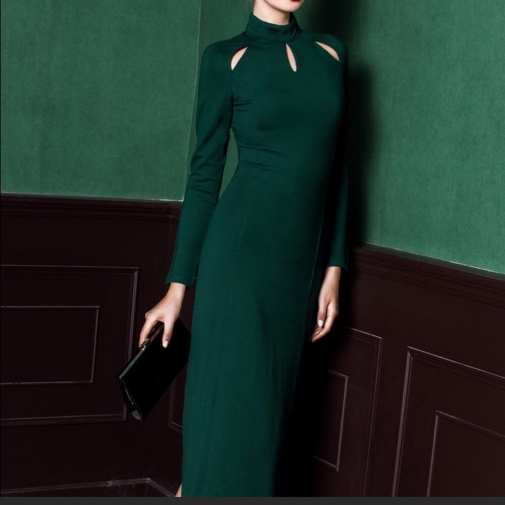 Emerald fitted bodycon gown